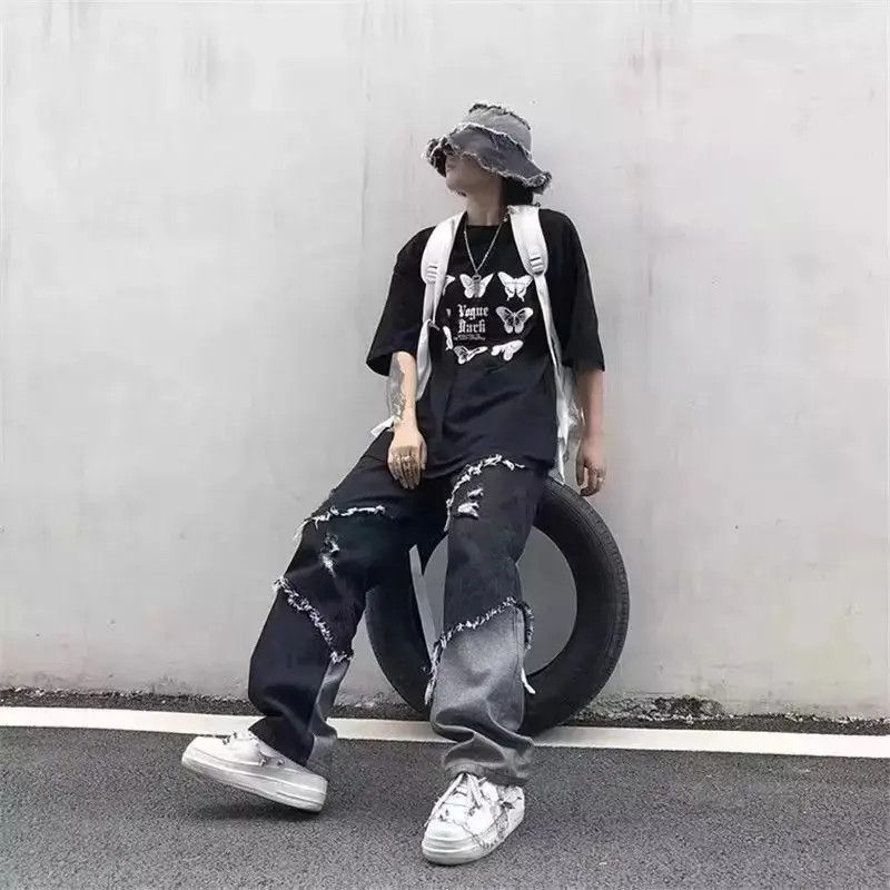 Japanese Brand Baggy Distressed patchwork jeans pants y2k Size US 30 / EU 46 - 3 Thumbnail
