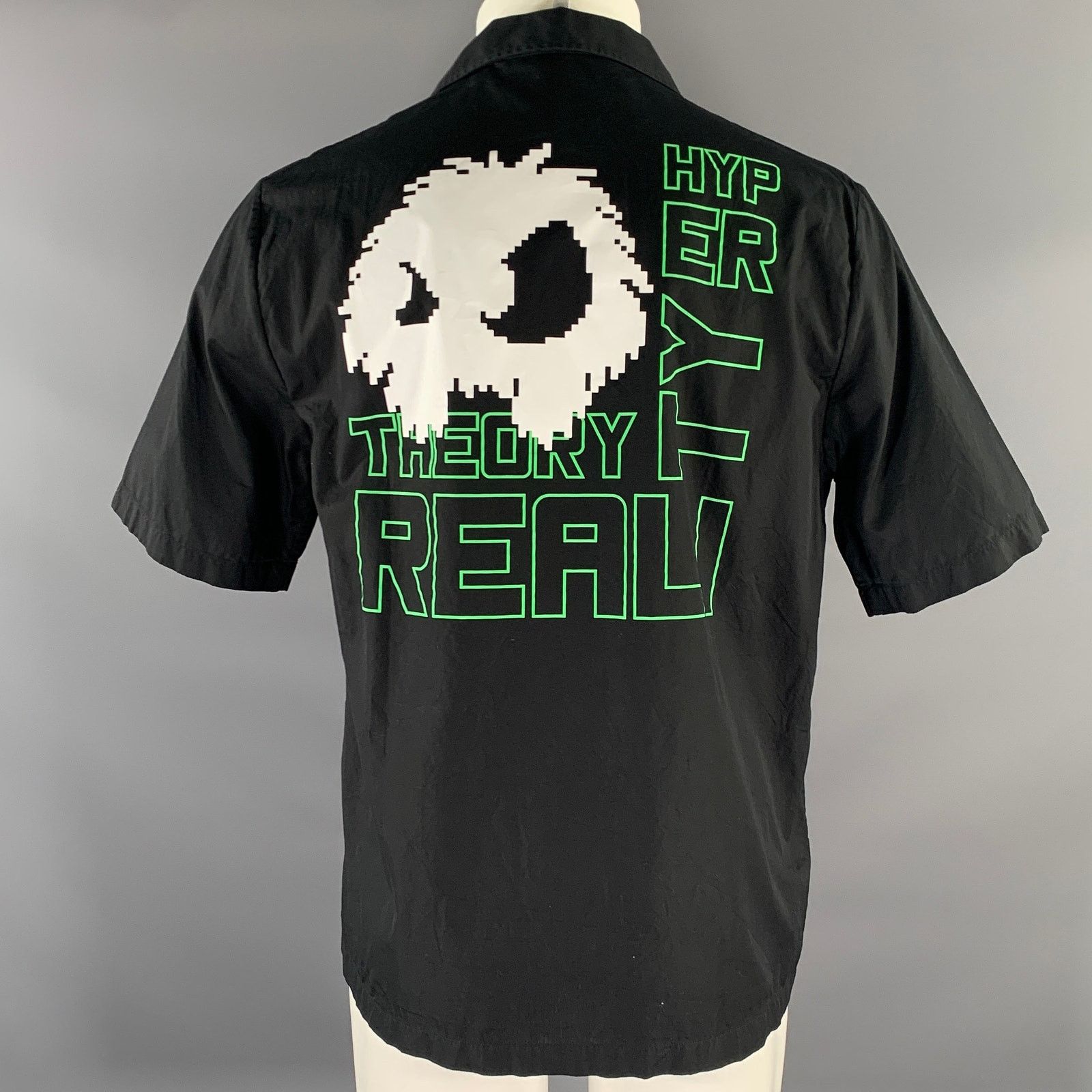 McQ Alexander McQueen MCQ by ALEXANDER MCQUEEN M Black Green Graphic Camp Shirt Size US M / EU 48-50 / 2 - 4 Thumbnail