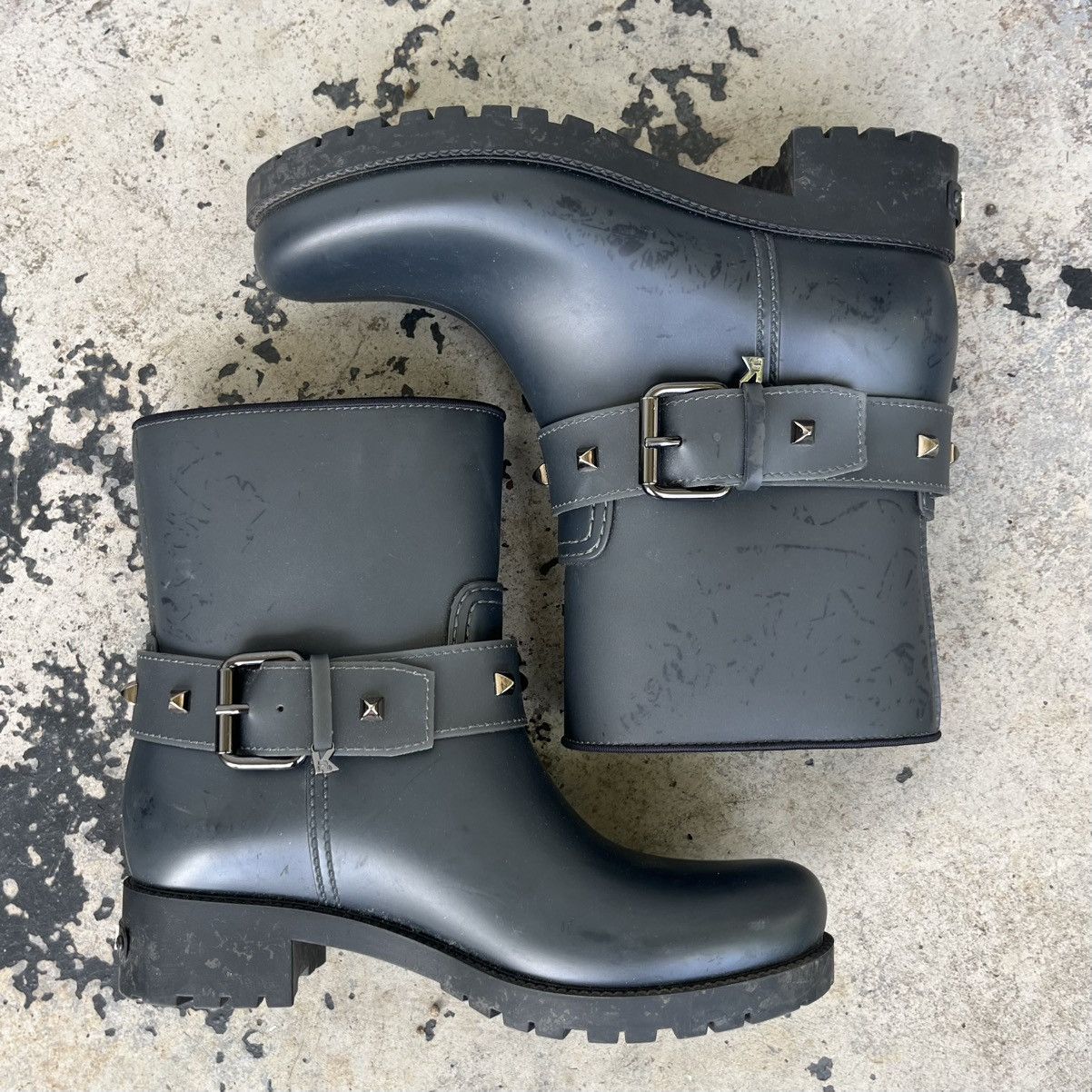 Karl Lagerfeld Karl Lagerfeld navy studded rain biker boots size eu 37 Size US 6 / IT 36 - 1 Thumbnail