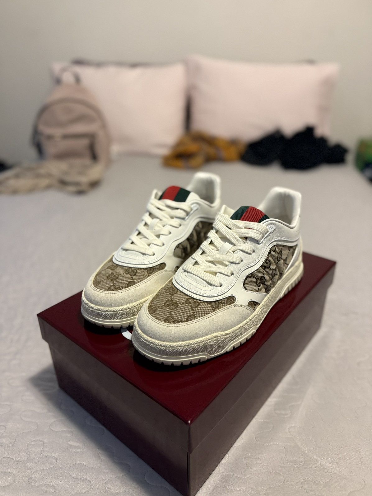 Gucci Gucci Men's Leather Re-Web Sneaker Size US 10.5 / EU 43-44 - 5 Thumbnail