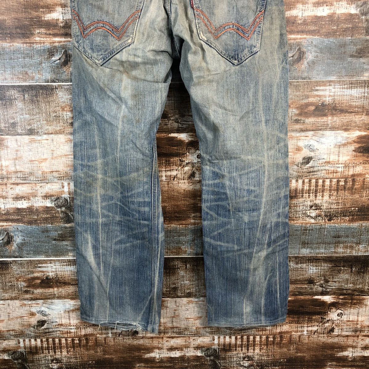 Edwin DLL Edwin Blue Distressed ripped Denim Pants #C239 Size US 35 - 18 Thumbnail