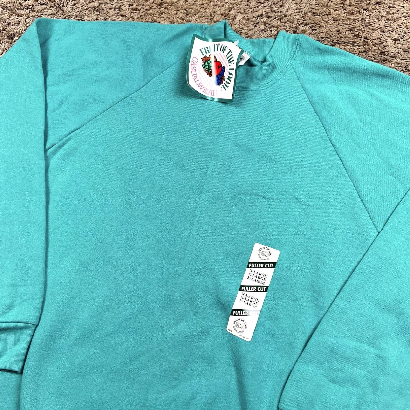 Fruit Of The Loom VINTAGE Fruit of the Loom Raglan Mockneck Sweatshirt Womens XL Teal Size XL / US 12-14 / IT 48-50 - 4 Thumbnail