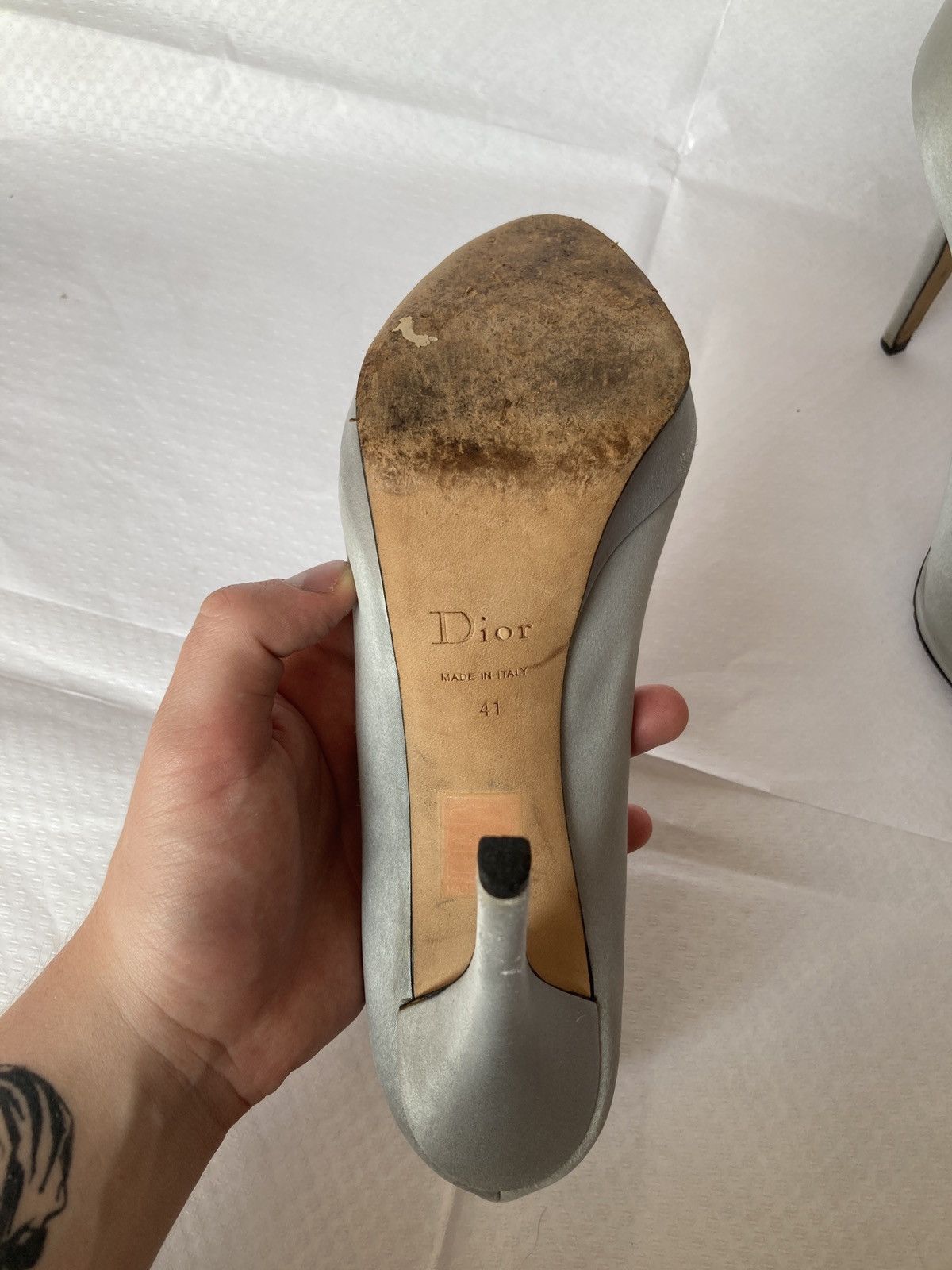 Dior Christian Dior Silver Satine Heels Vintage Archive Rare Size US 9.5 / IT 39.5 - 9 Thumbnail