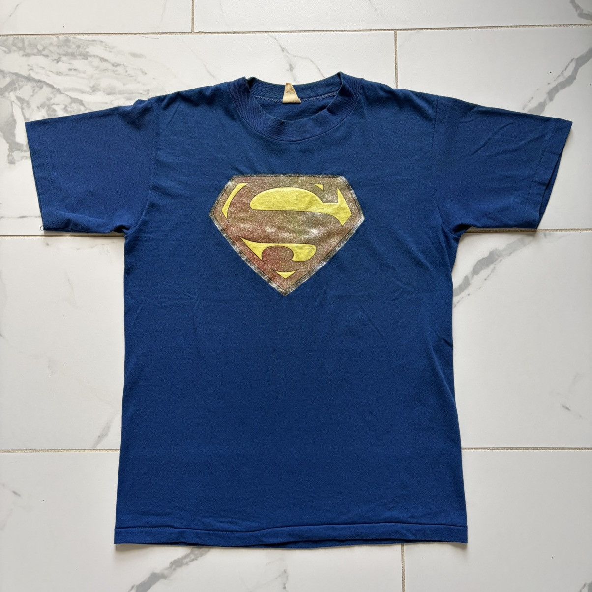Vintage Vintage 1970s 70s Superman T Shirt Tee Size M Blue Glitter Size US M / EU 48-50 / 2 - 1 Thumbnail