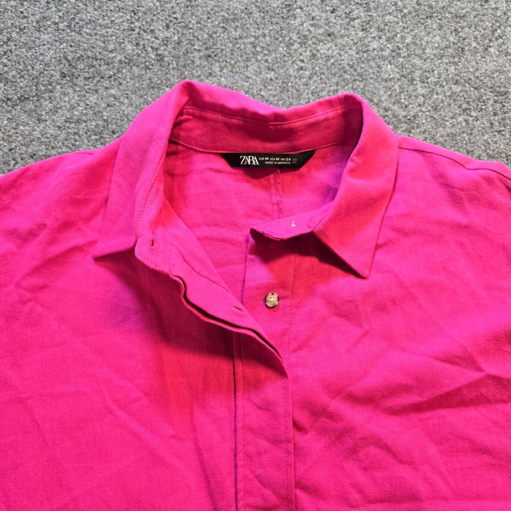 Zara Zara Blouse Shirt Womens Size M Pink Button Boxy Linen Dolman Short Sleeve Casual Basic Modern Classic Spring Summer Fall Size M / US 6-8 / IT 42-44 - 2 Thumbnail