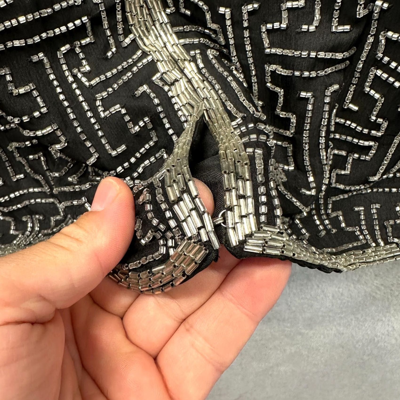 Vogue VINTAGE Night Vogue Shirt Womens Medium Black Silver Sequins Silk Size M / US 6-8 / IT 42-44 - 7 Thumbnail