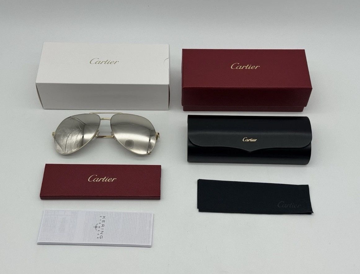 Cartier Aviator 62mm GOLD Mirror Sunglasses CT0110S Vendome Size ONE SIZE - 2 Thumbnail