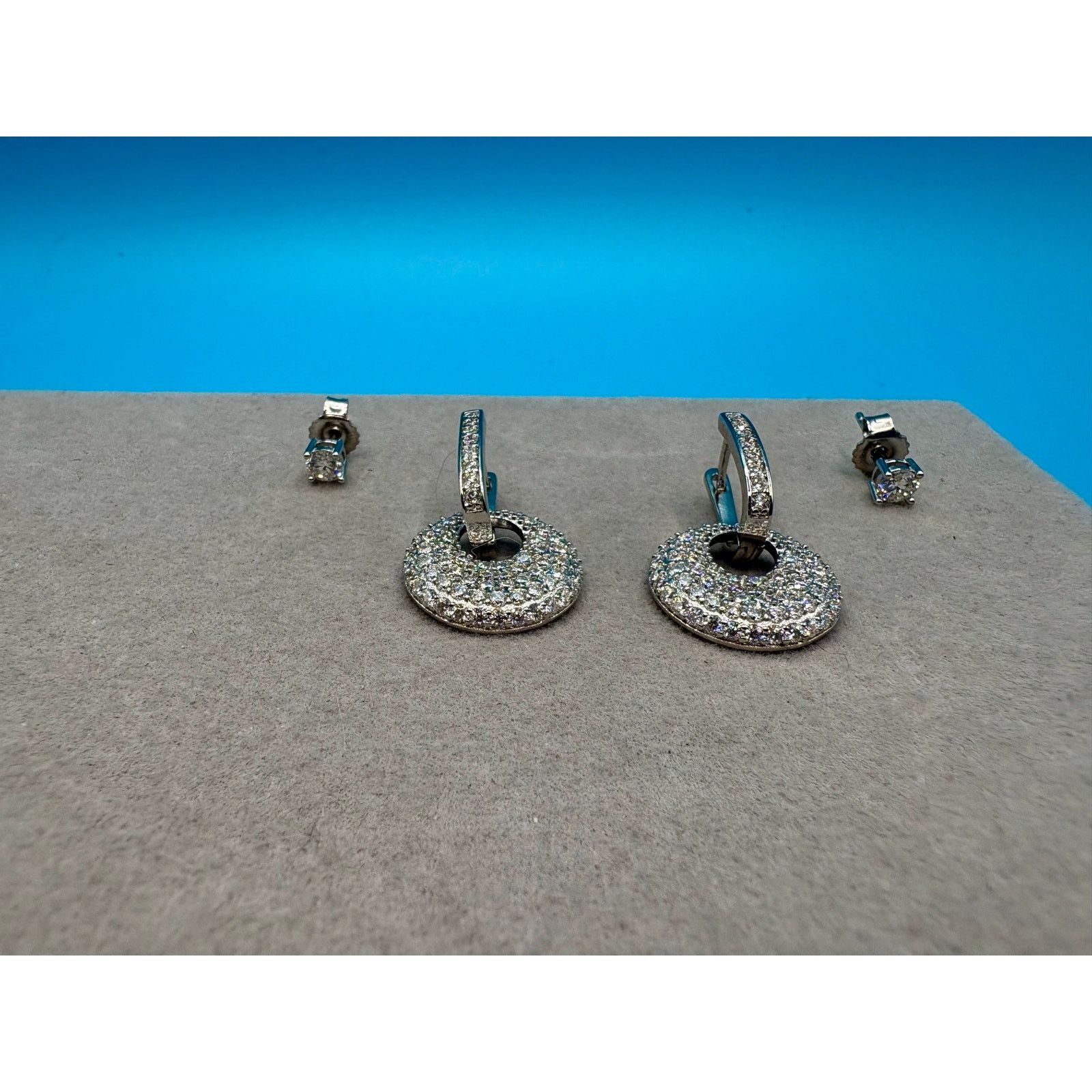 Jewelry NWT 2 Pair Moissanite Earring Bundle: Drop & Stud in Silver Size ONE SIZE - 7 Thumbnail