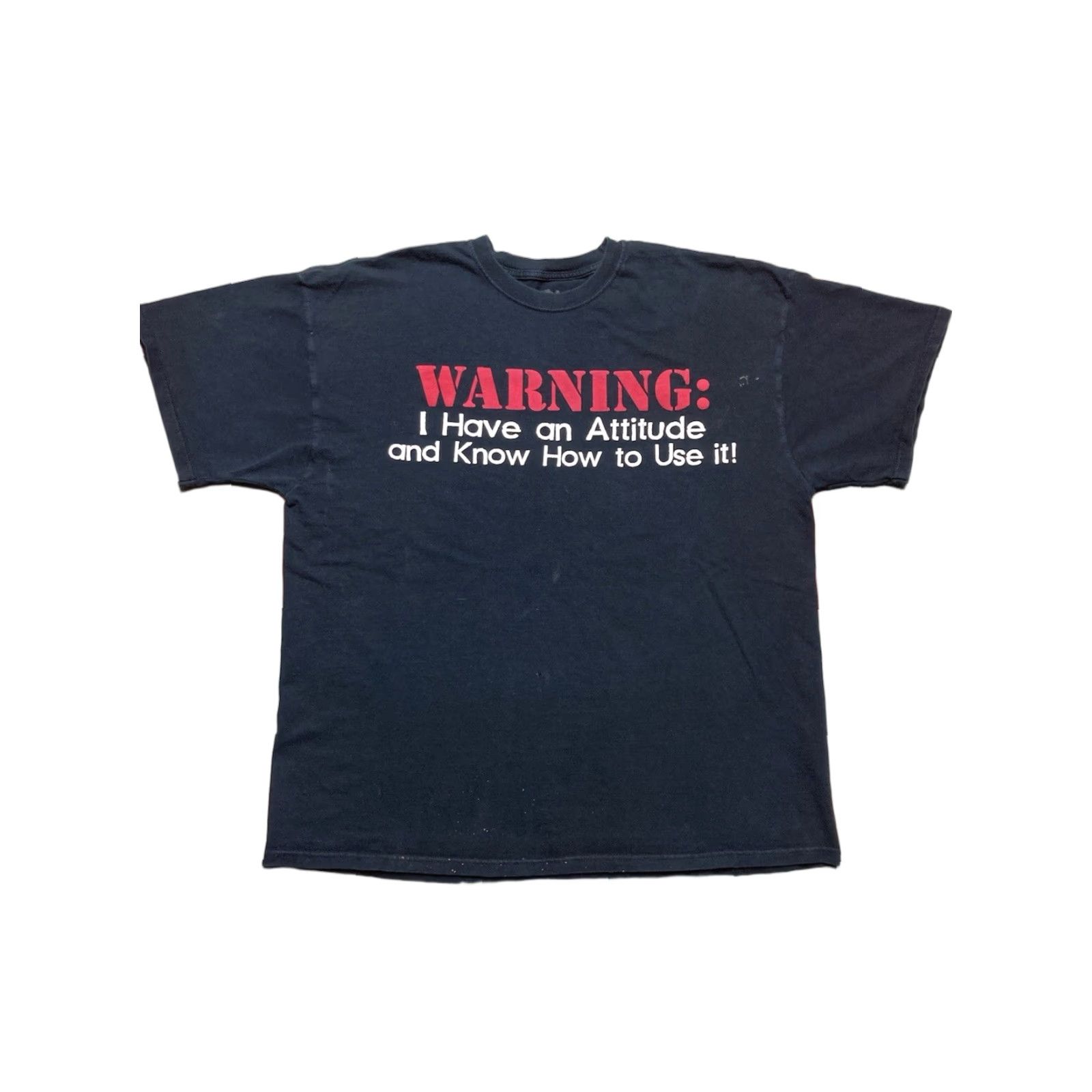 Vintage VINTAGE Y2K graphic t shirt warning I have an attitude and know how to use it funny XL AND T-Shirt Men Black XL Funny Attitude Shirt 2000s Mens Size US XL / EU 56 / 4 - 1 Thumbnail