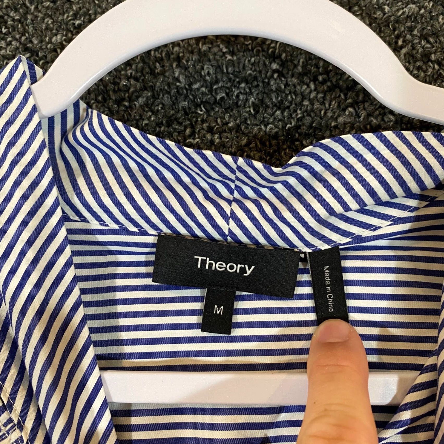 Theory THEORY Weekender Tie-Neck Button Up Long Sleeve Franklin Stripe Shirt Womens M Size M / US 6-8 / IT 42-44 - 3 Thumbnail