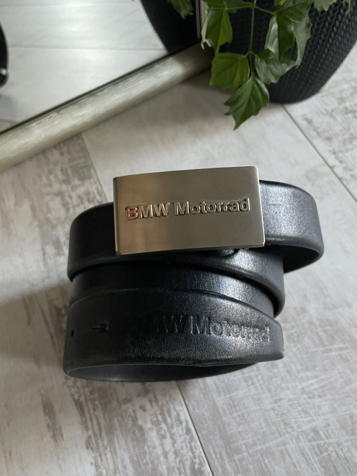 BMW Vintage 90’s Bmw Motorrad Leather Belt Black Racing RARE Size 40 - 2 Thumbnail