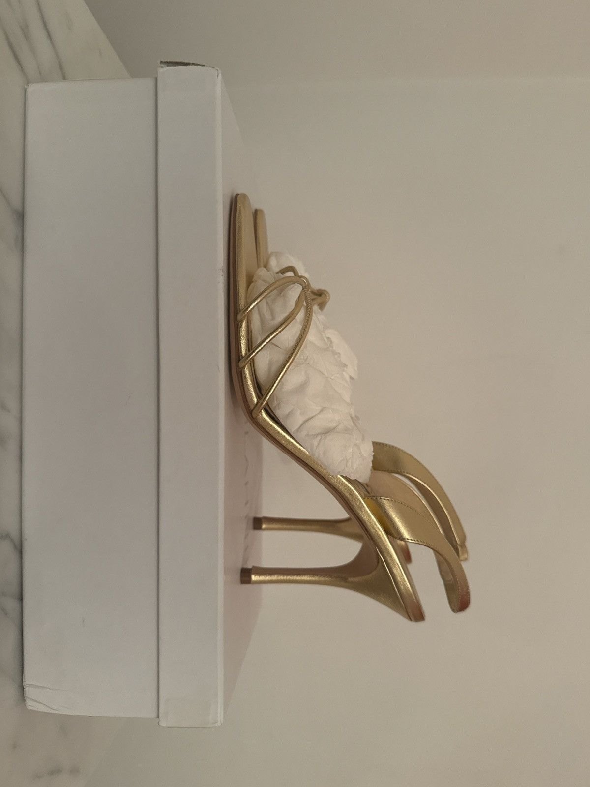 Manolo Blahnik Gold Sareta Heeled Sandal Size US 9 / IT 39 - 7 Thumbnail