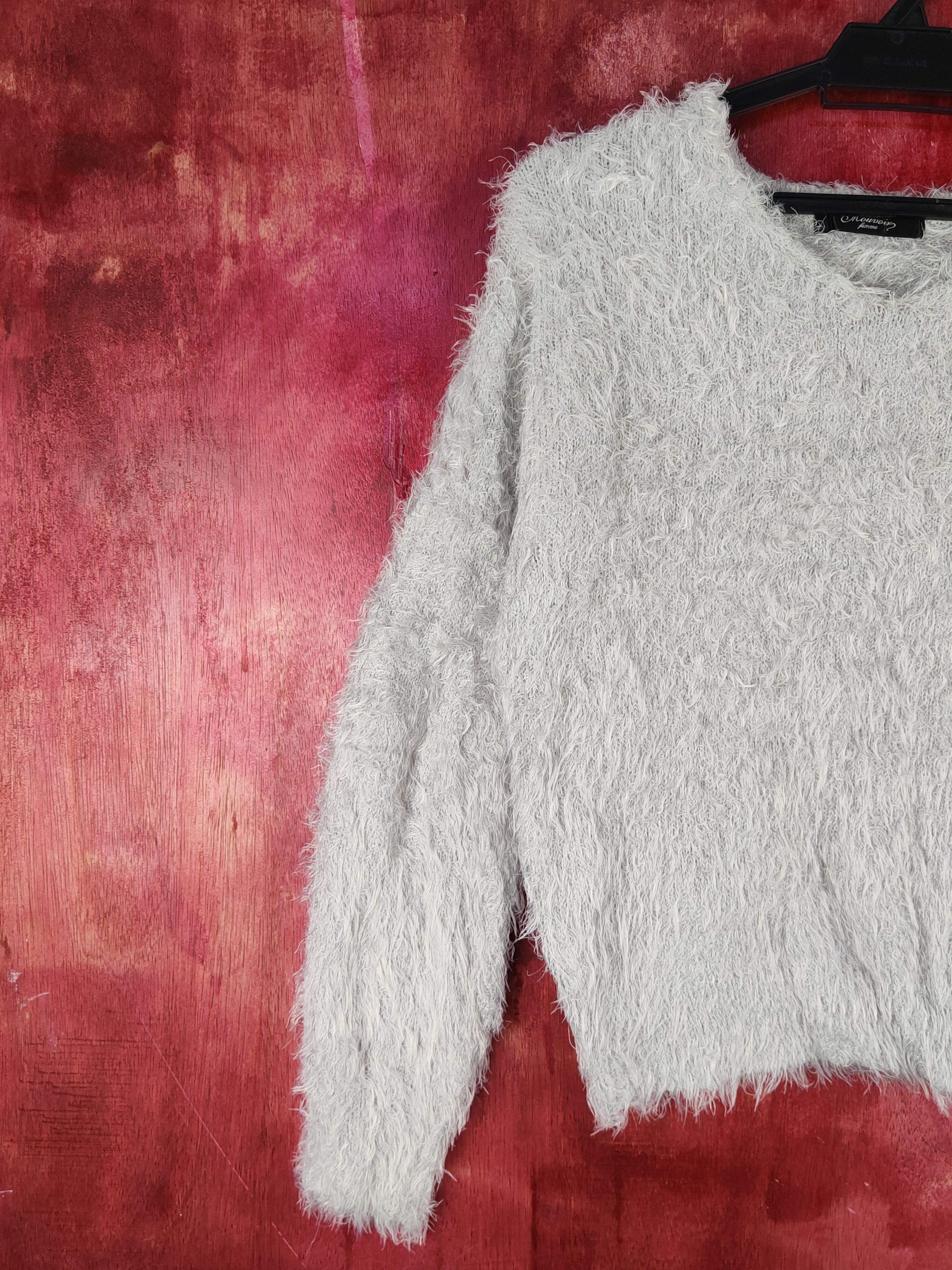 Homespun Knitwear Mouvior Femme Gray Shag Shaggy Fur Mohair Knitwear #S1993 Size M / US 6-8 / IT 42-44 - 3 Thumbnail