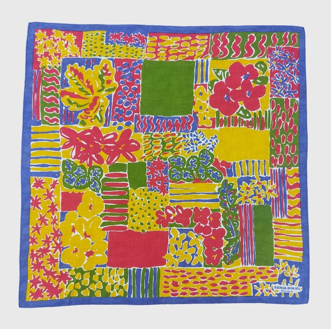 Sonia Rykiel Vintage Sonia Rykiel Abstract Patchwork Floral Silk Scarf Size ONE SIZE - 1 Thumbnail