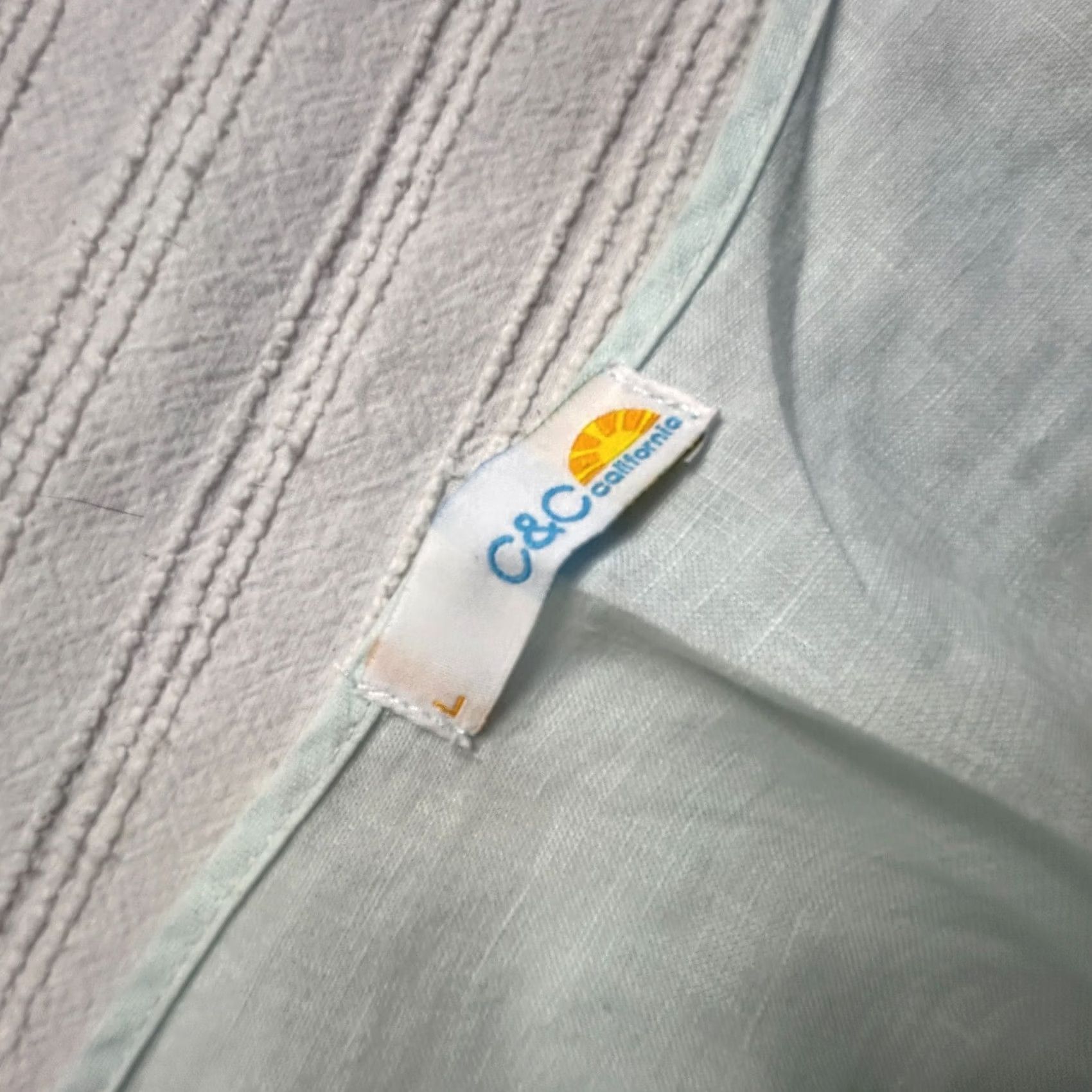 Vintage C&C California Womens Blouse Tunic Sky Blue V-Neck Linen 3/4 Sleeve Large Boho Beach Shirt Size L / US 10 / IT 46 - 3 Thumbnail