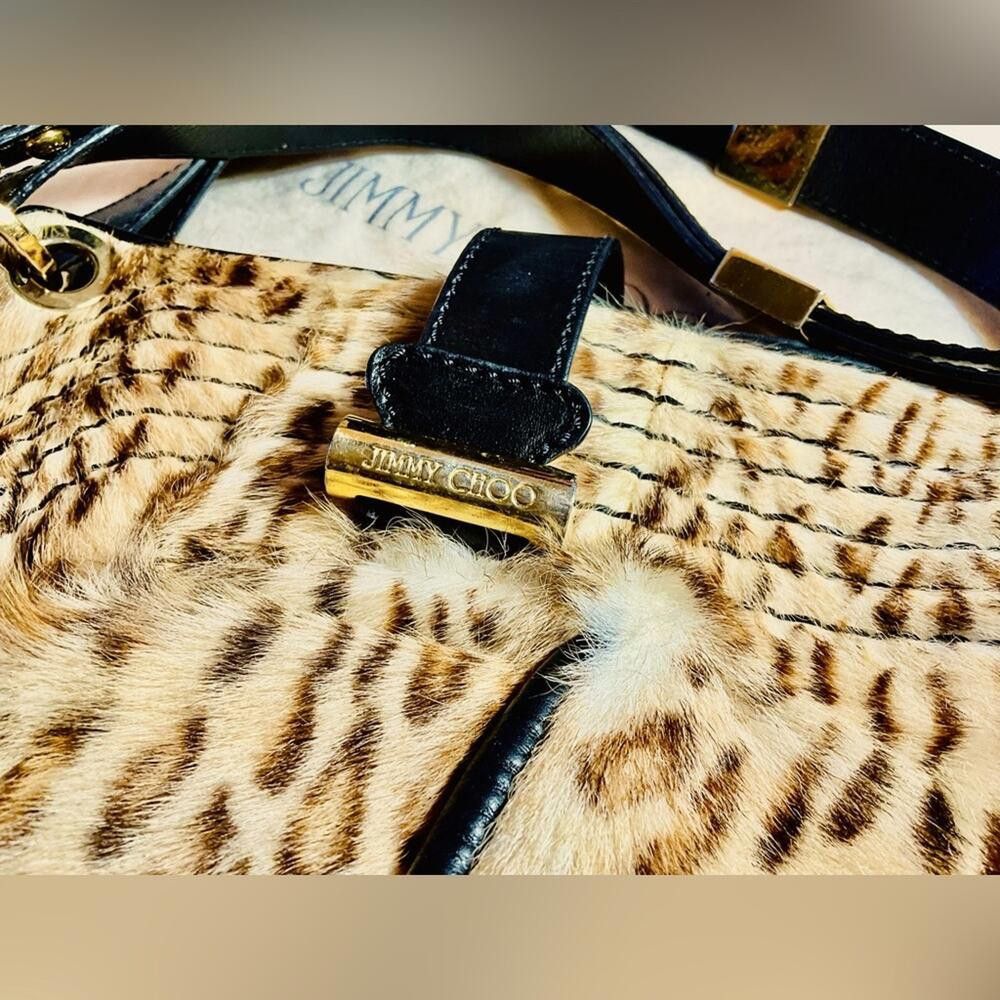 Jimmy Choo Jimmy Choo Large Alex Fur Satchel/ Leopard Size ONE SIZE - 8 Thumbnail