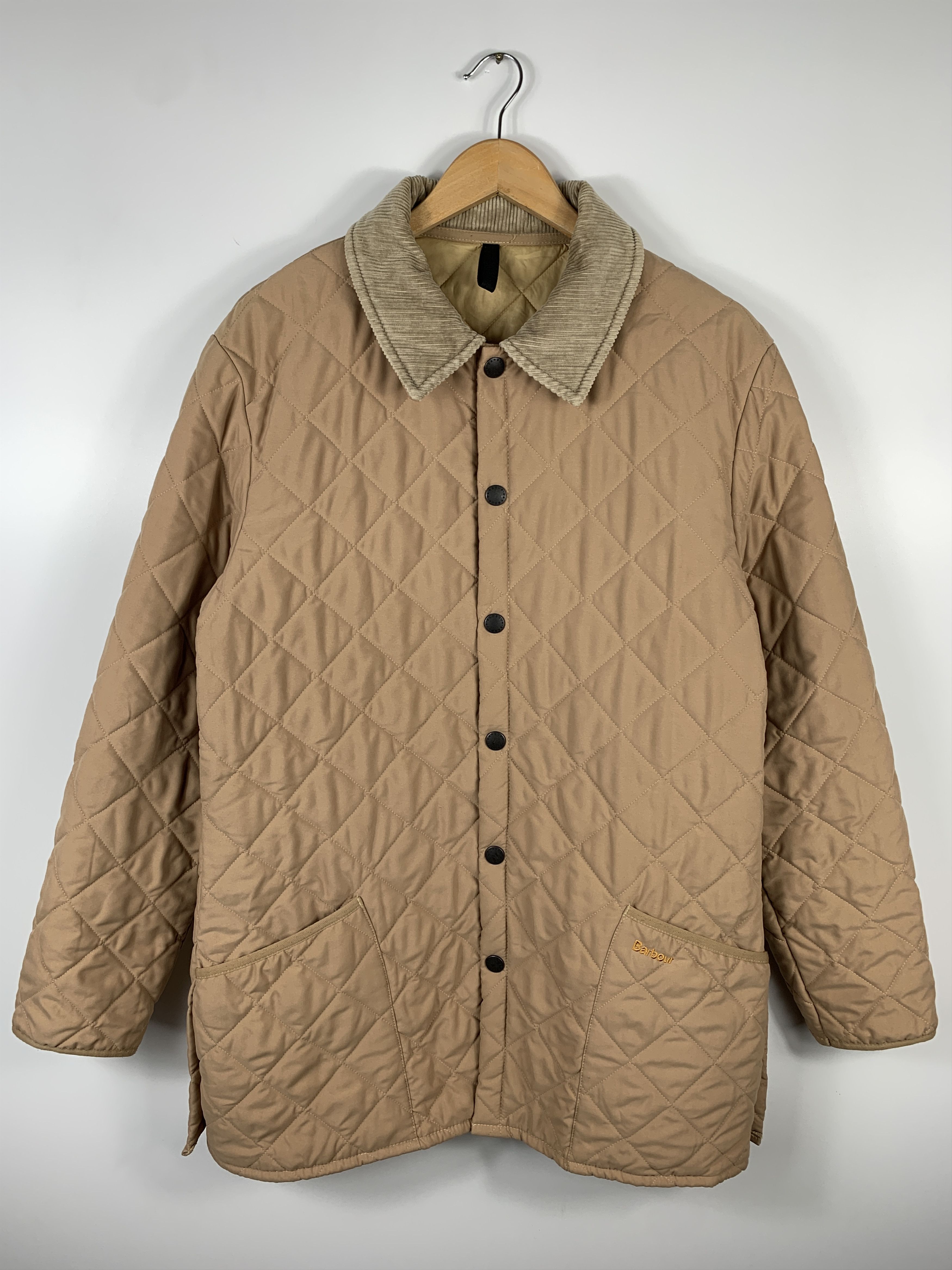 Vintage Barbour Quilted Jacket Camel Mens Size M