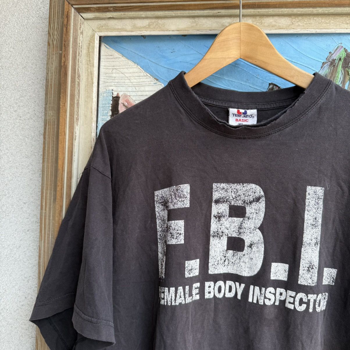 Band Tees × Vintage FBI Female Body Inspector Vintage 90s T shirt Black Thrashed Size US L / EU 52-54 / 3 - 4 Thumbnail