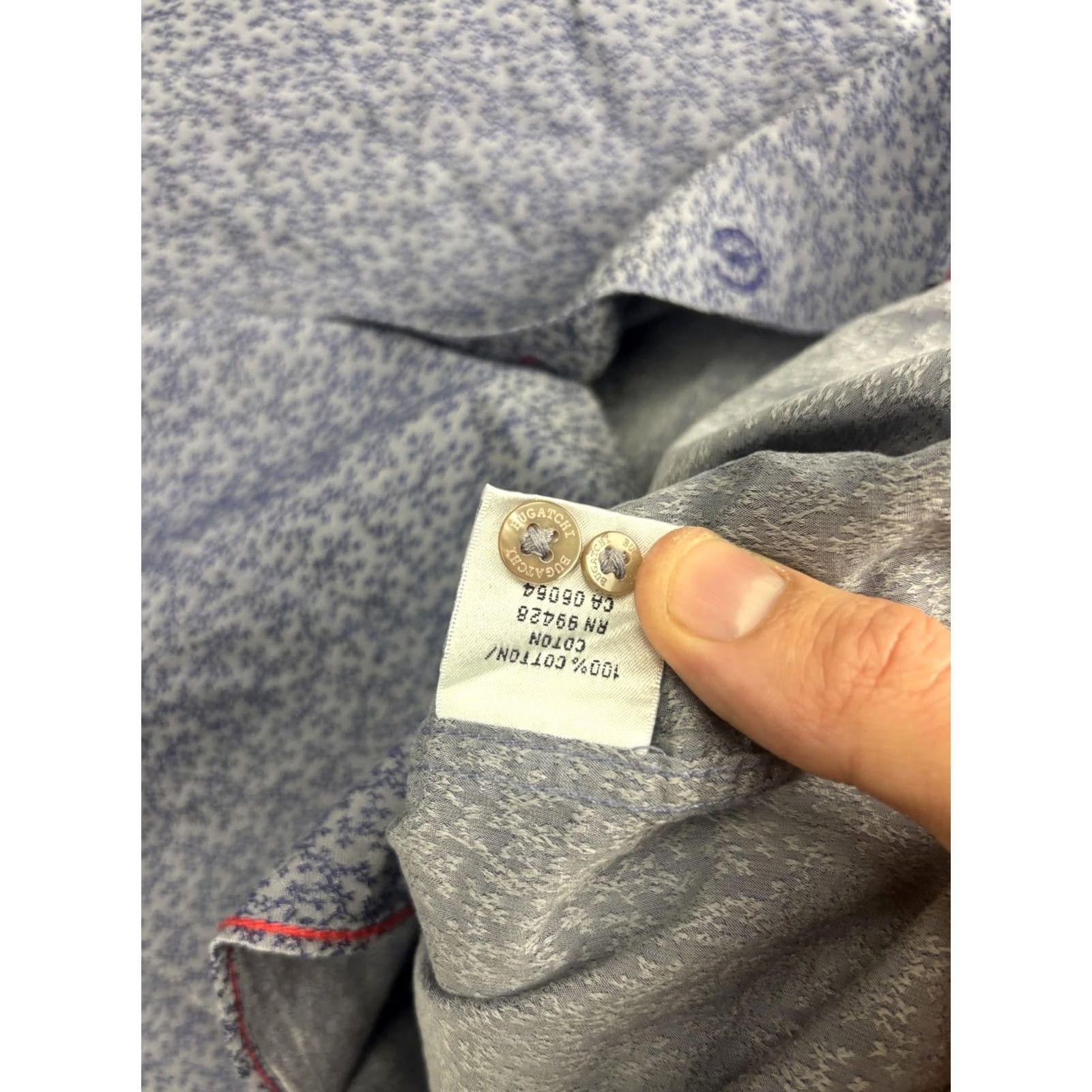 BUGATCHI Bugatchi ShirtMens XL Gray Floral Long Sleeve Button Front Cotton Casual Size US XL / EU 56 / 4 - 6 Thumbnail