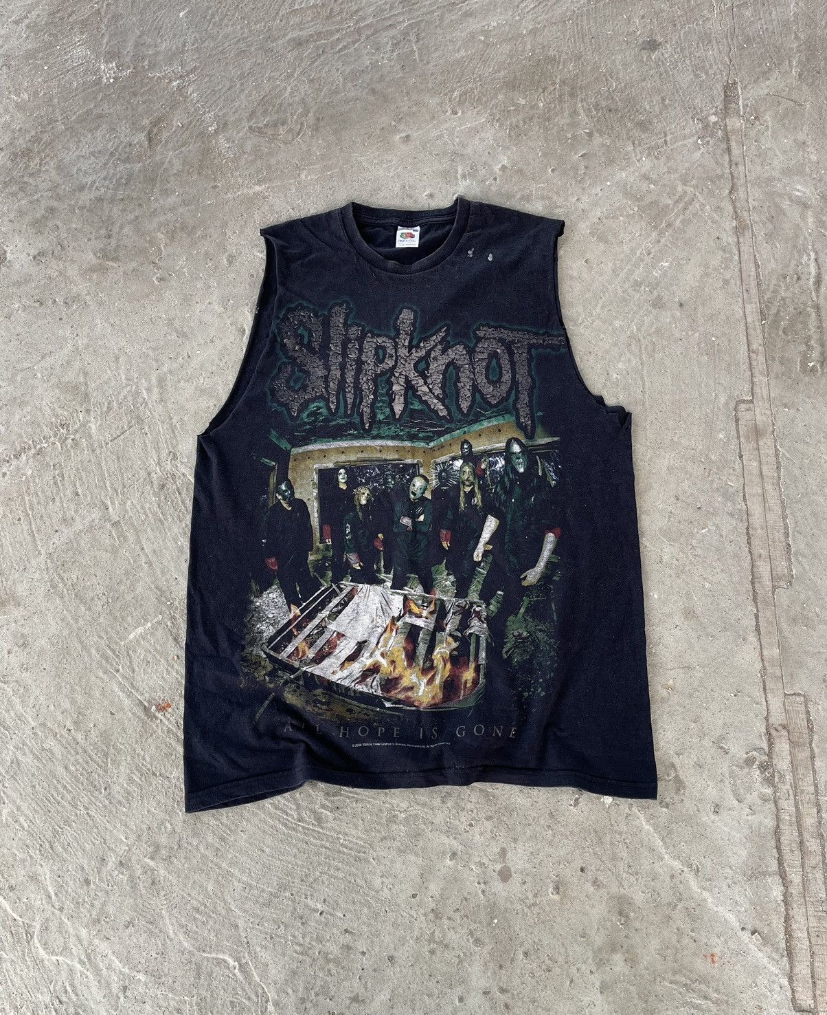 Band Tees × Vintage Vintage 2008 Slipknot Rock Metal Distressed Tour Tank Top Size US L / EU 52-54 / 3 - 1 Thumbnail