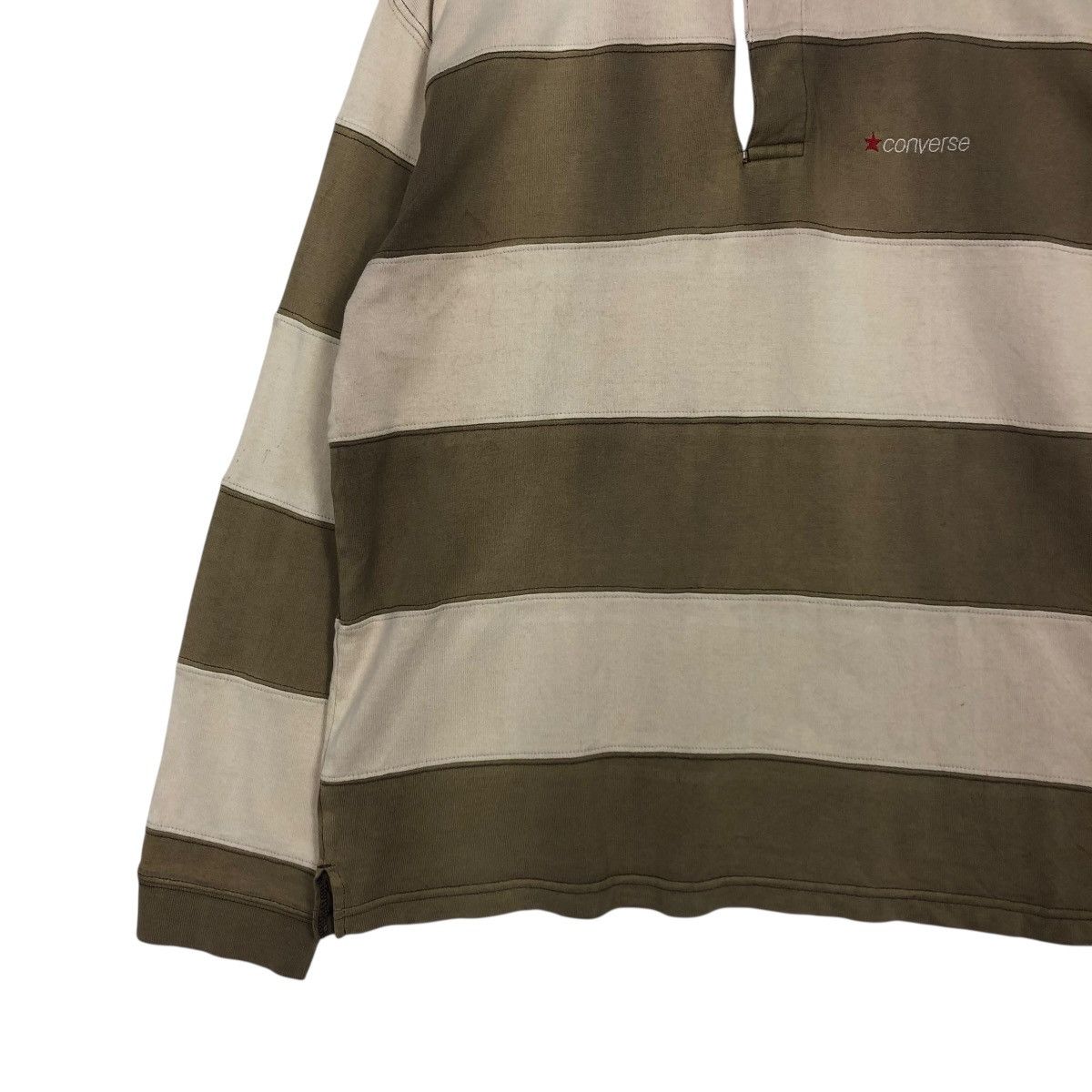 Japanese Brand 🔥VINTAGE LONG SLEEVE POLO COLLAR CONVERSE STRIPED DESIGN Size US L / EU 52-54 / 3 - 6 Thumbnail