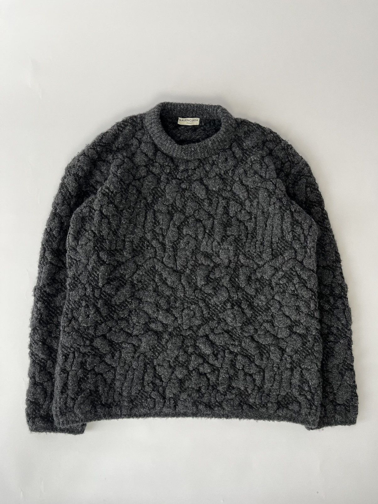 image of Balenciaga Wool Cocoon Oversize Sweater Fw 2015 in Grey, Men's (Size Small)