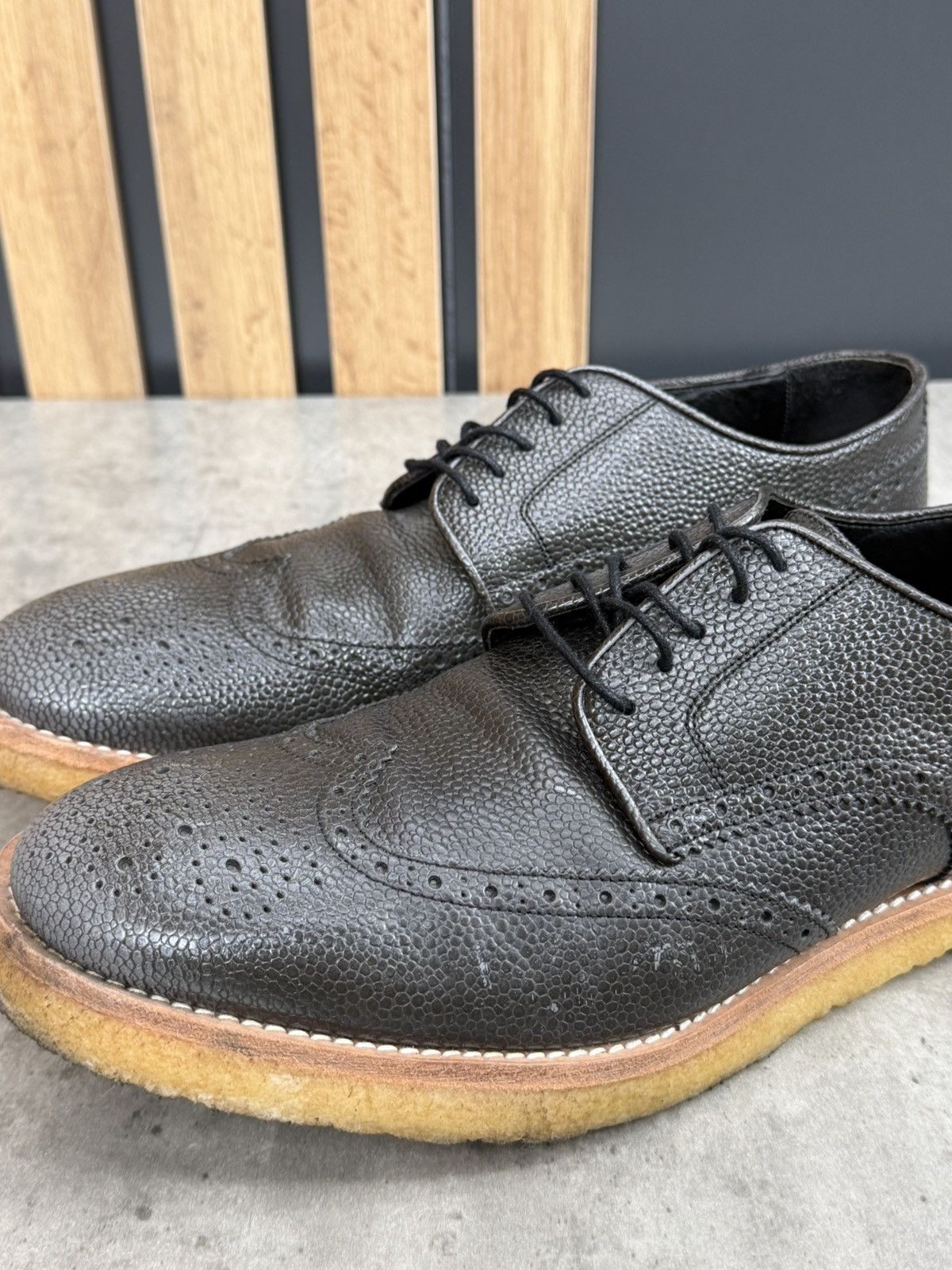 Other Rolando Sturlini Pebbled Leather Crepe Sole Derby Shoes 42 Size US 8 / EU 41 - 14 Thumbnail