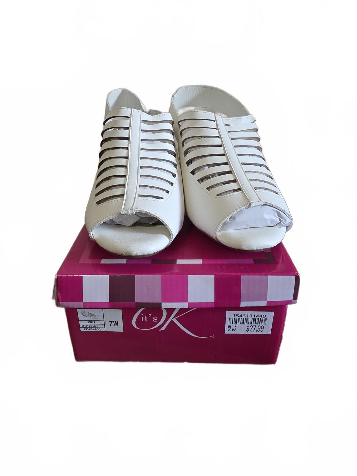 Other It's OK White Peep Toe Slingback Heels Size 7W Comfortable Size US 7 / IT 37 - 5 Thumbnail