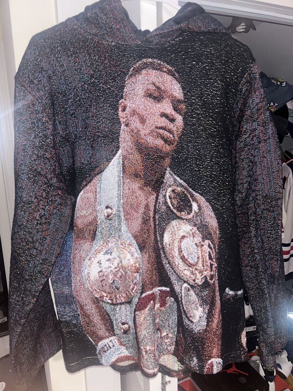 image of Of All Threads Mike Tyson Gallery Threads Hoodie ! in Black, Men's (Size Medium)