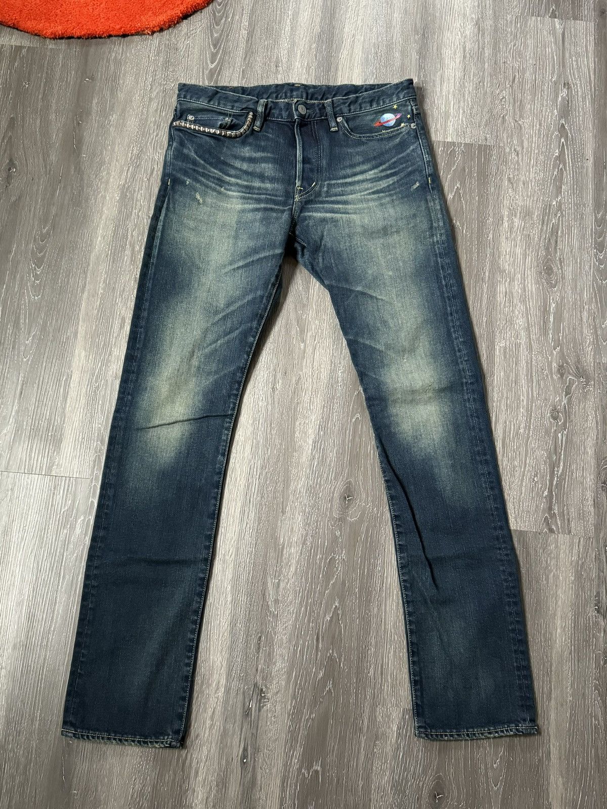 image of Hysteric Glamour Studded Pocket Denim in Blue, Men's (Size 31)