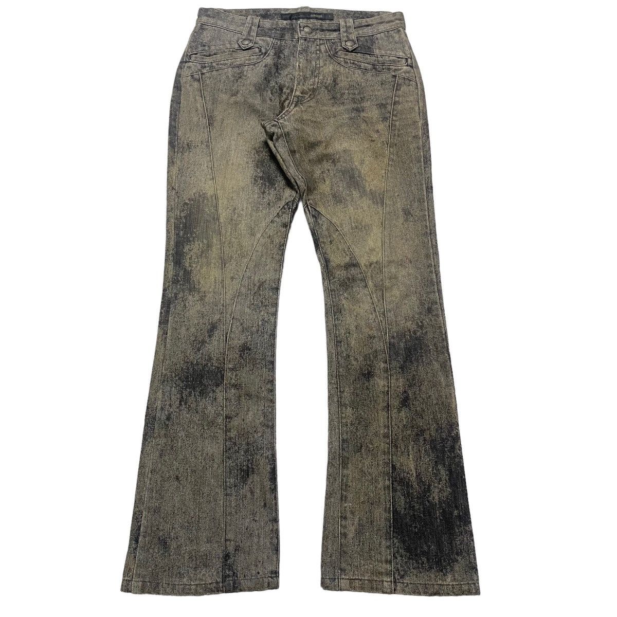 image of If Six Was Nine x Le Grande Bleu L G B Schlussel Spiral Cut Low Flare Coated Jeans in Black (Size 3