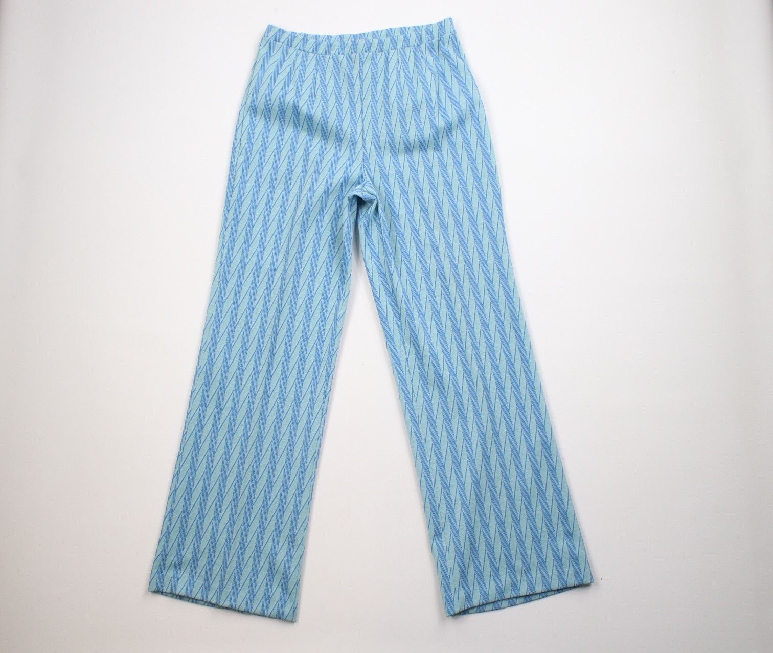 image of Vintage 60S 70 Streetwear Bell Bottoms Pants Geometric Usa in Blue, Women's (Size 36)