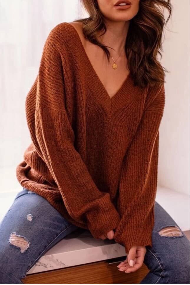 Other Natural Reflections Burnt Orange Pullover Knit Sweater NEW Size XL / US 12-14 / IT 48-50 - 1 Thumbnail