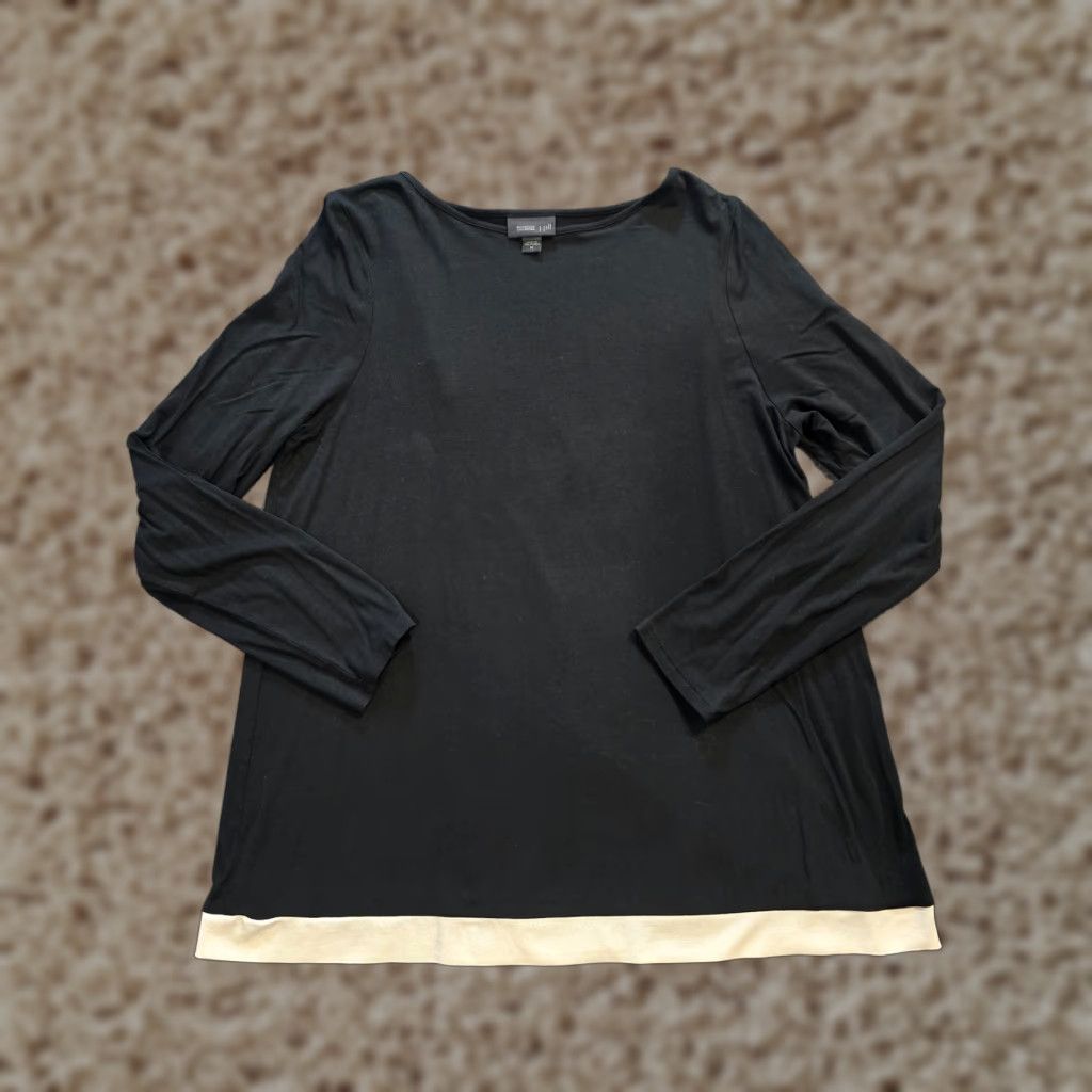 J. Jill J. Jill Top Womens Medium Black Boxy Long Sleeve Stretchy Wearever Casual Shirt Mens? No. Size M / US 6-8 / IT 42-44 - 1 Thumbnail