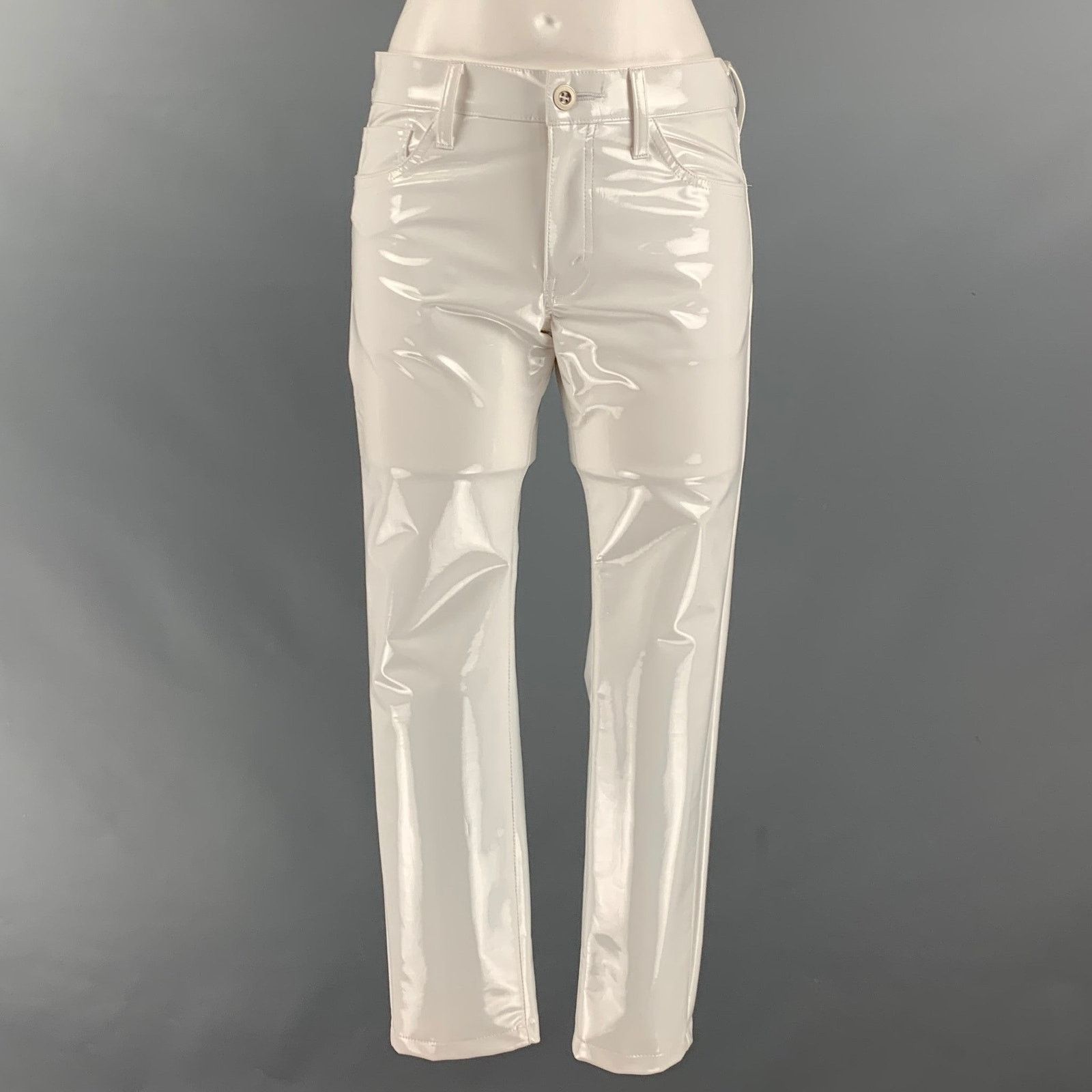 Junya Watanabe JUNYA WATANABE White Polyester Solid Jean Cut Casual Pants Size 27" / US 4 / IT 40 - 1 Thumbnail