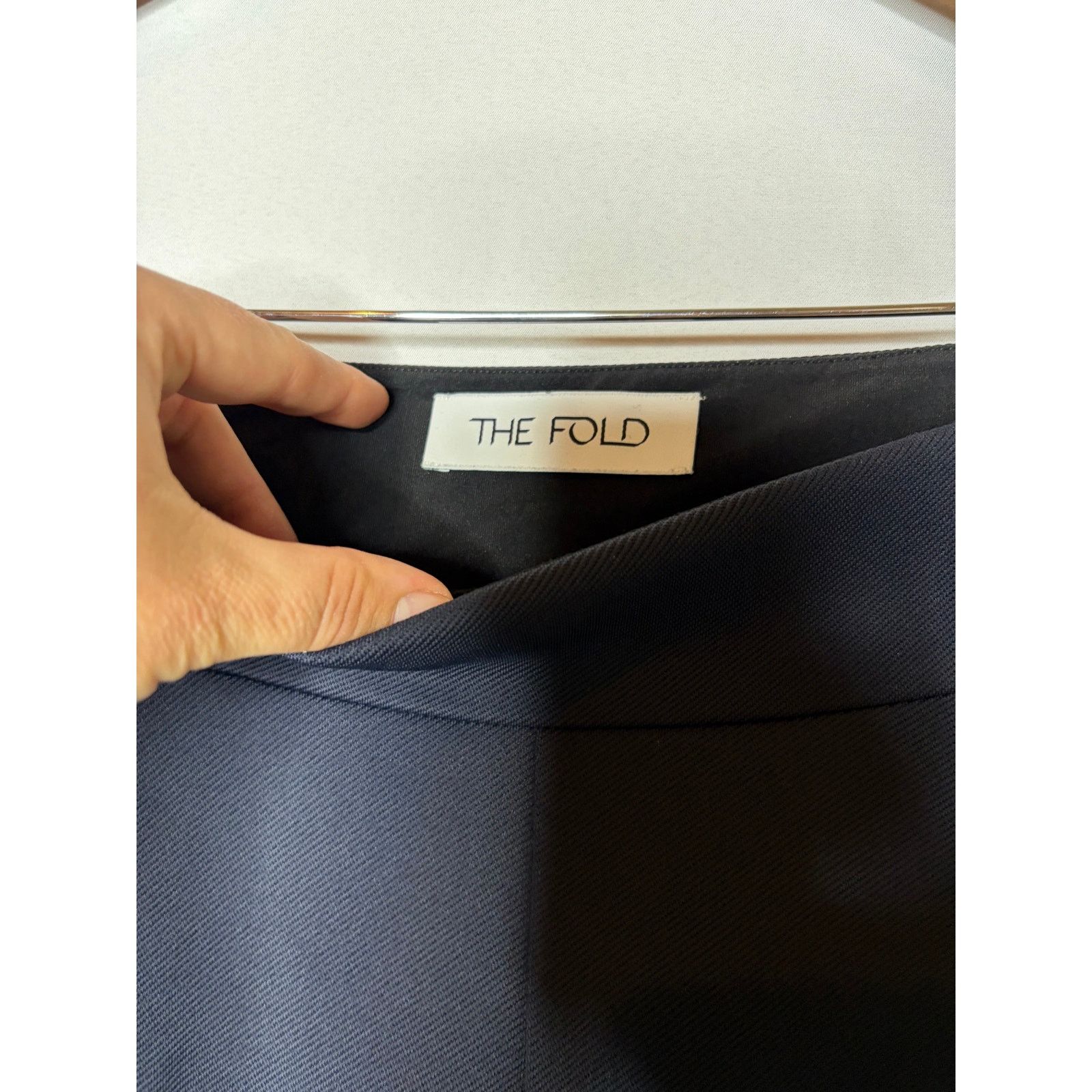 Other The Fold Clever Crepe Allerton Straight-Leg Trousers Navy Size 32" / US 10 / IT 46 - 3 Thumbnail