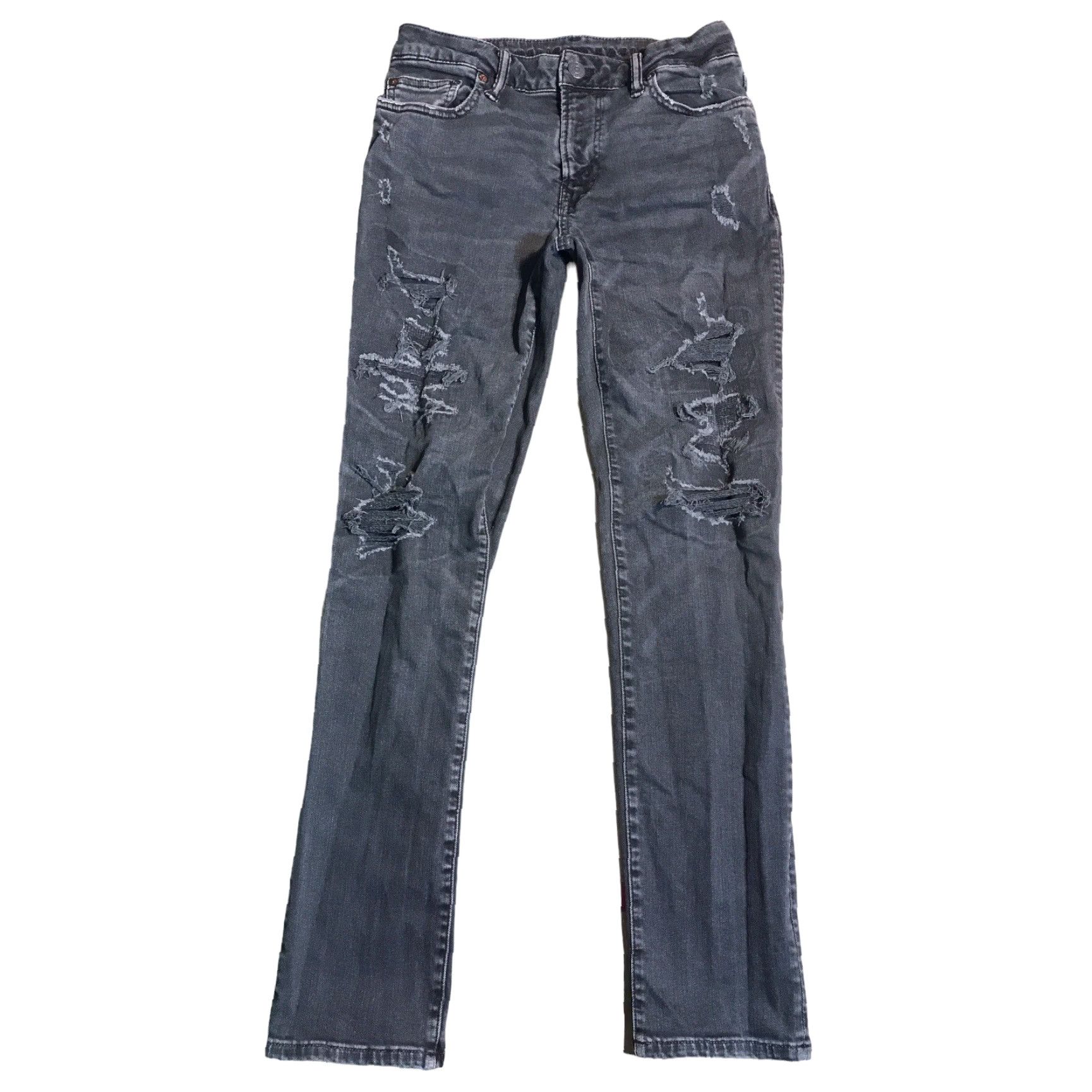 American Eagle Outfitters American Eagle Outfitters Slim Jeans Mens 29x29x32 Distressed Gray Slim Fit 5-Pocket Denim Cotton Blend City Preppy Grunge Men Size US 29 - 2 Thumbnail
