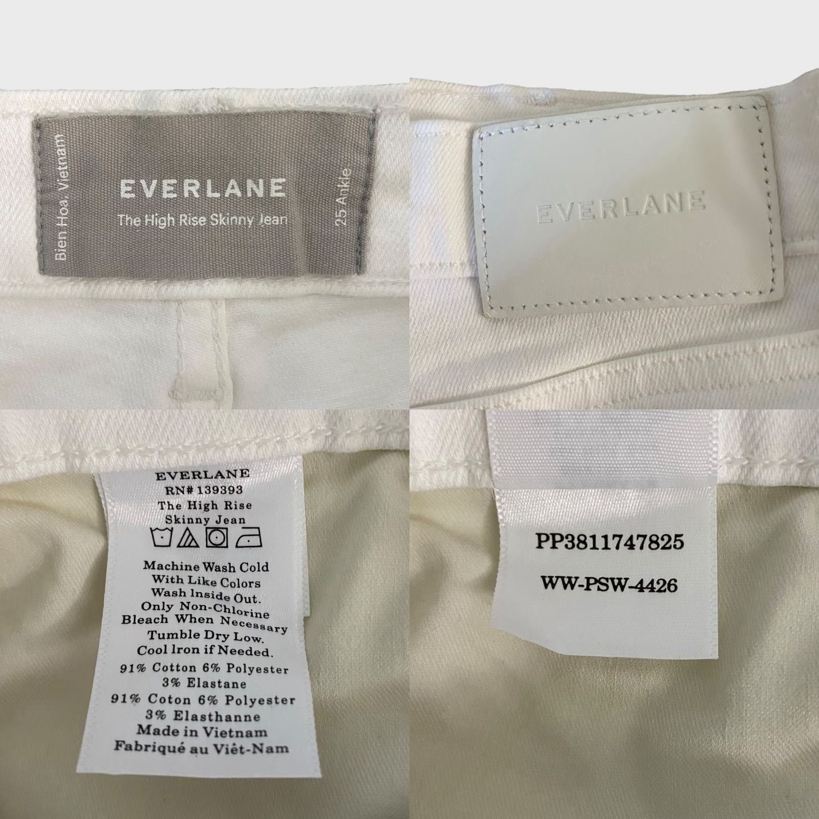 Everlane Everlane High-Rise Skinny Ankle Jean Womens 25 White High-Waisted Denim Stretch Size 42" / US 20 - 8 Thumbnail