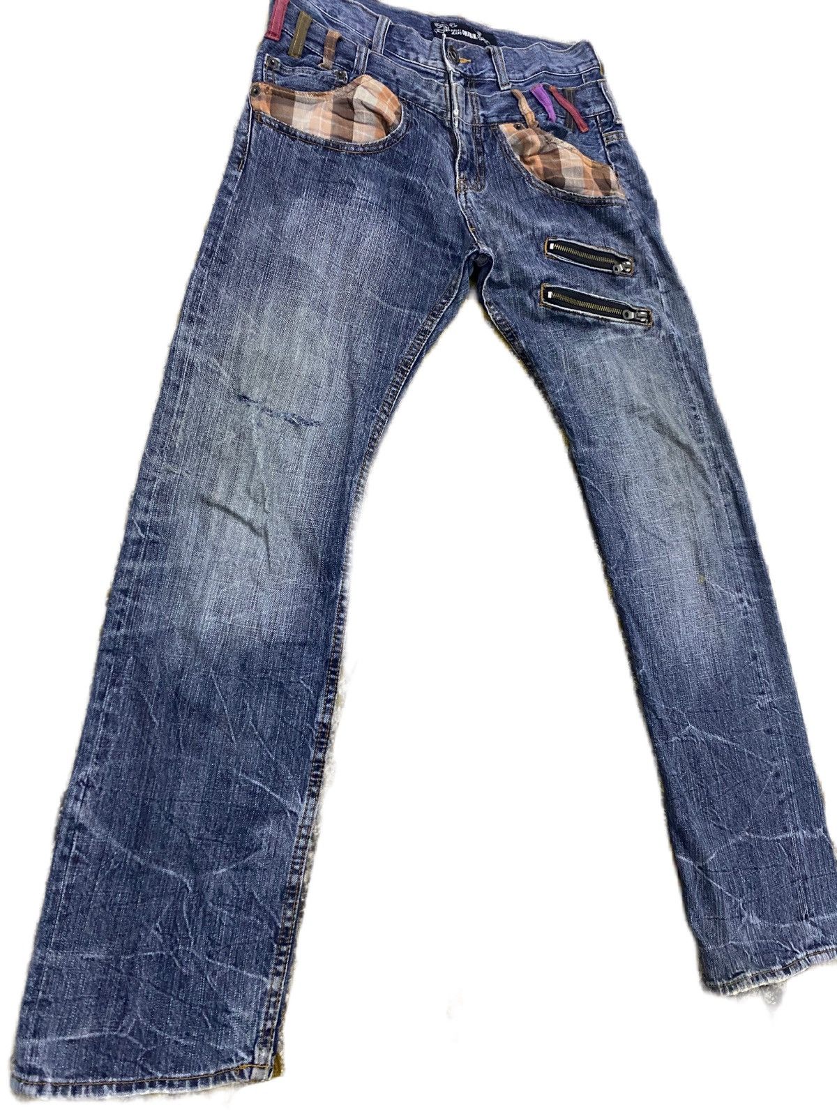 Japanese Brand × Junya Watanabe × semanticdesign JAPAN BRAND ORIRIN RIPPED JEANS DOUBLE WAIST DESIGN RARE Size US 32 / EU 48 - 3 Thumbnail