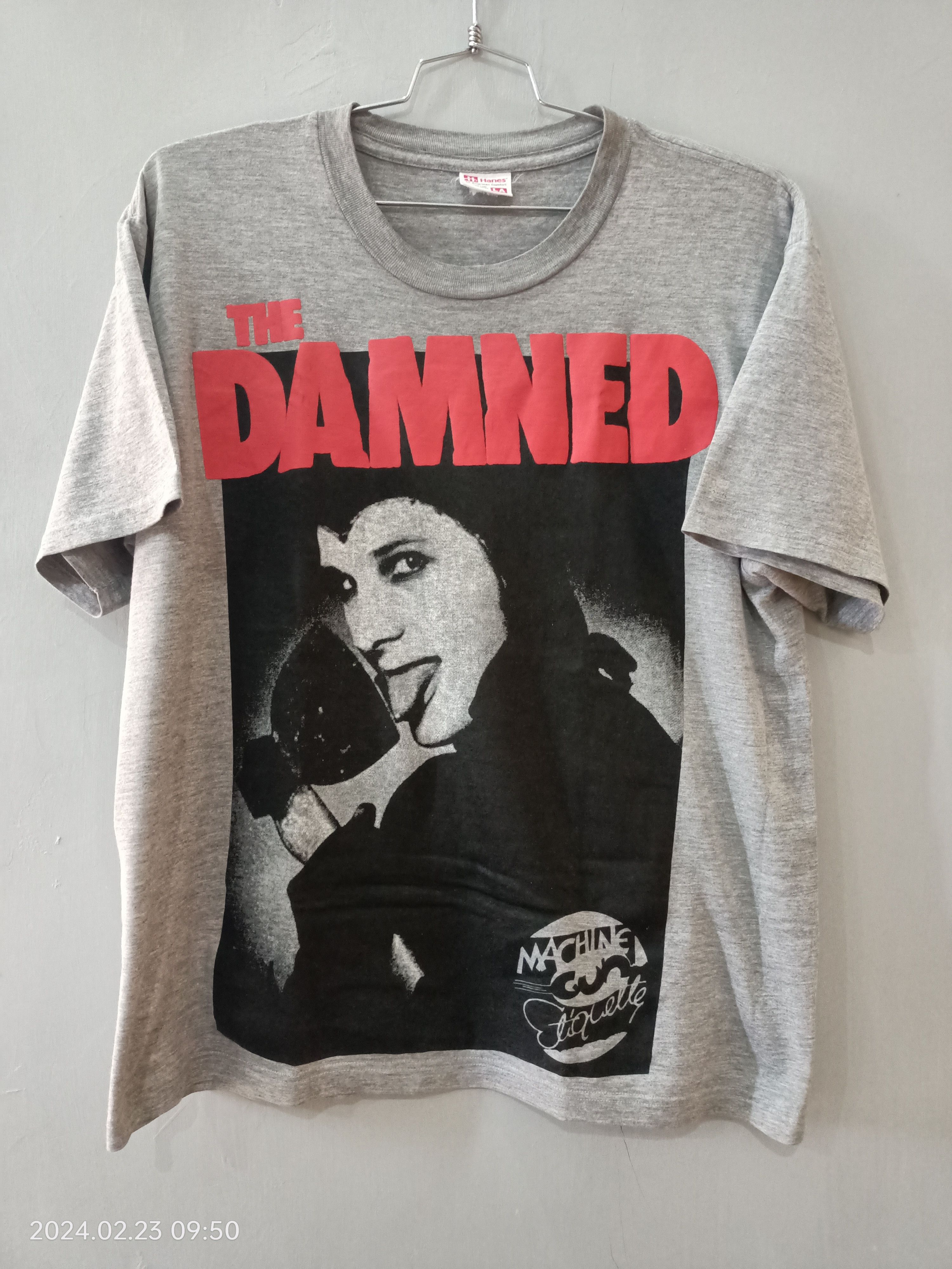 image of Band Tees The Damned Double Tour in Grey, Men's (Size Large)