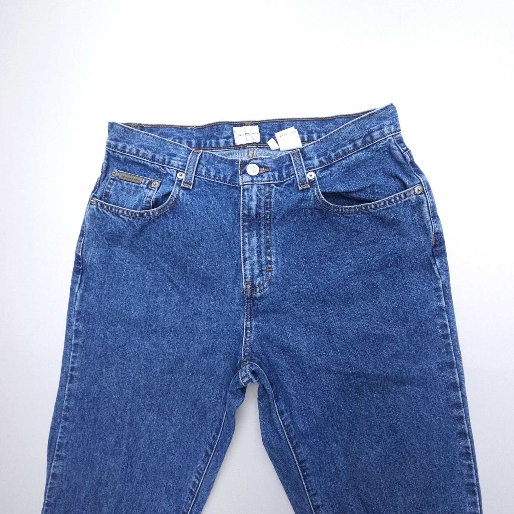 Calvin Klein VINTAGE Calvin Klein High Rise Bootcut Jeans Womens 10 Blue 90s USA 34in Inseam Regular Fabric Denim Cotton 5-Pocket Logo Size 32" / US 10 / IT 46 - 6 Thumbnail