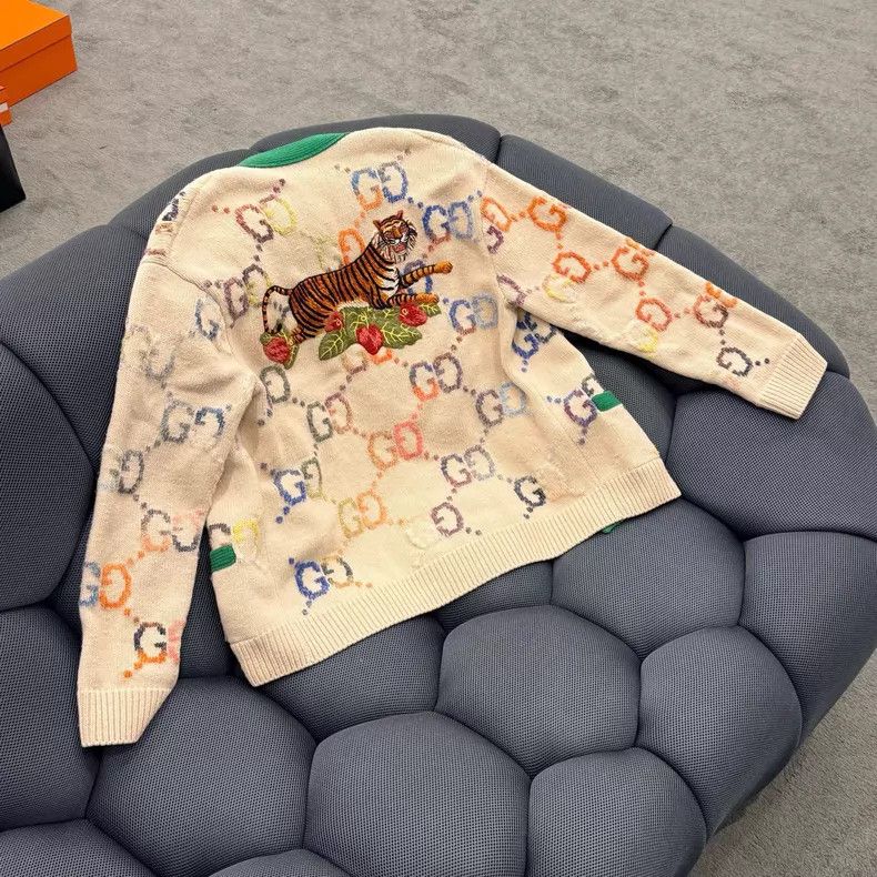 Gucci Gucci Wool tiger head embroidery full print sweater cardig Size M / US 6-8 / IT 42-44 - 4 Thumbnail