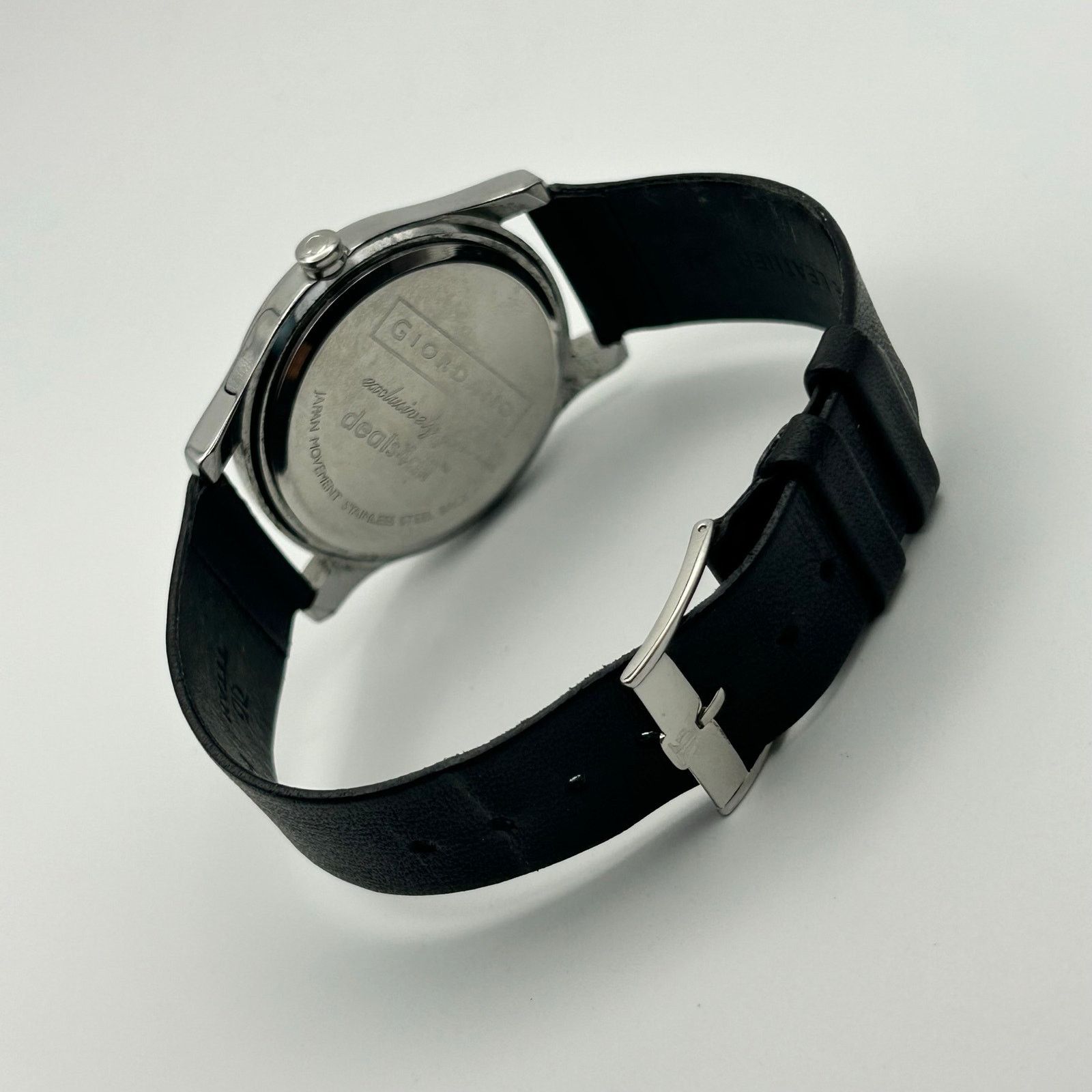 Giordano Giordano Silver Tone Black Leather Unisex Analog Watch Size ONE SIZE - 5 Thumbnail