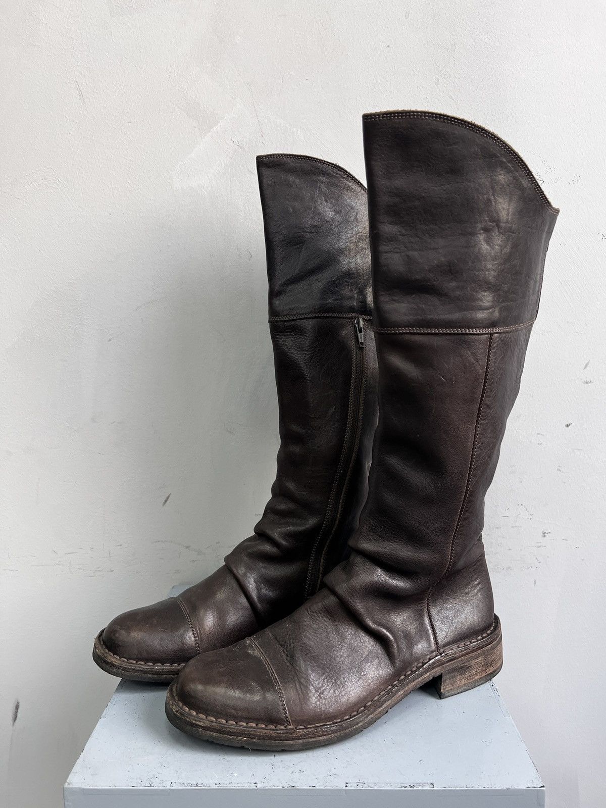 A.S.98 High long leather boots front zip Guidi style boots y2k Size US 8.5 / IT 38.5 - 4 Thumbnail