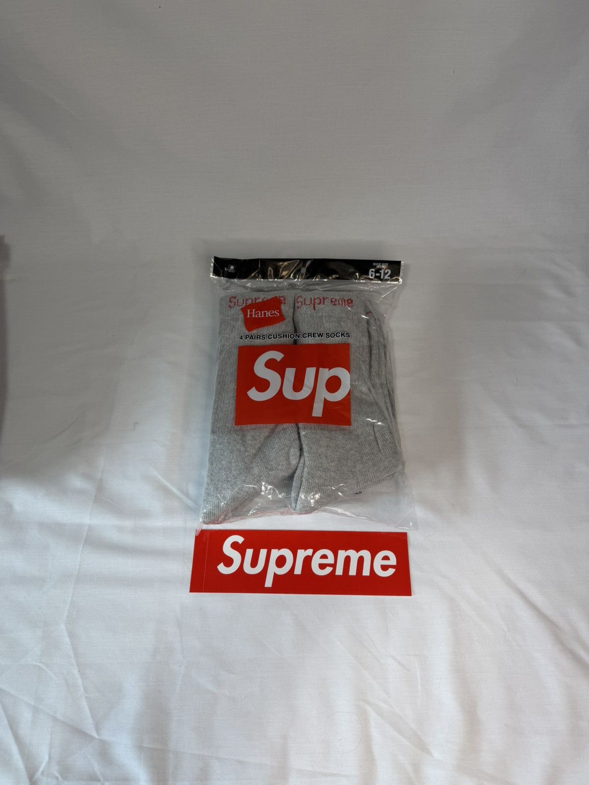 Hanes × Supreme Supreme x Hanes Crew Socks. Brand New Unopened 4 pack. Size ONE SIZE - 2 Thumbnail