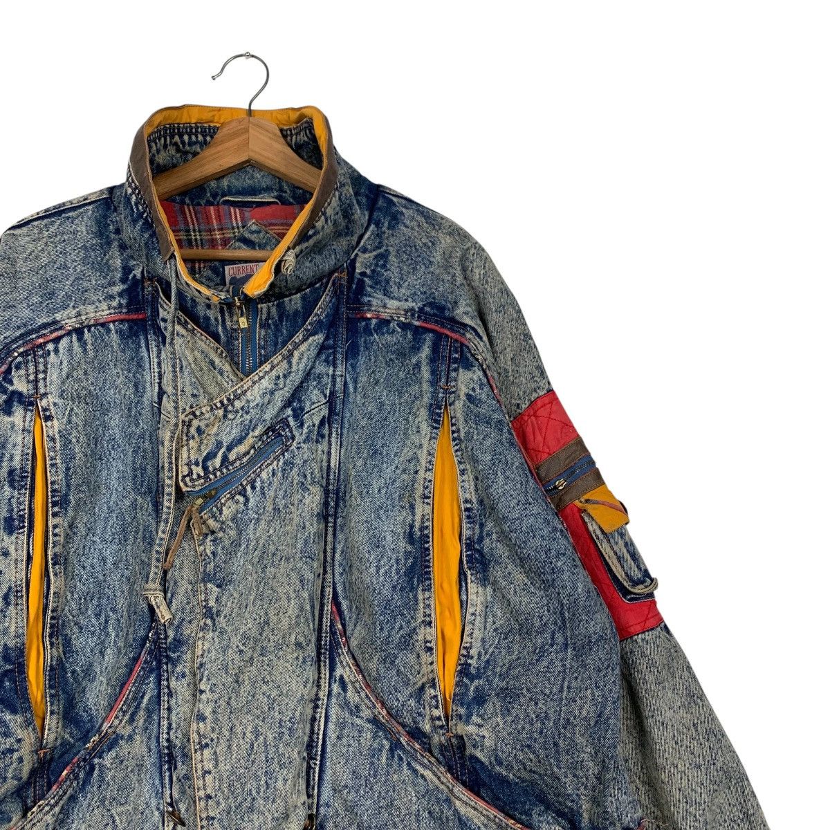Vintage CURRENT SEEN Tartan Lined Stone Wash Denim Jacket #2175-C96 Size US XXL / EU 58 / 5 - 7 Thumbnail