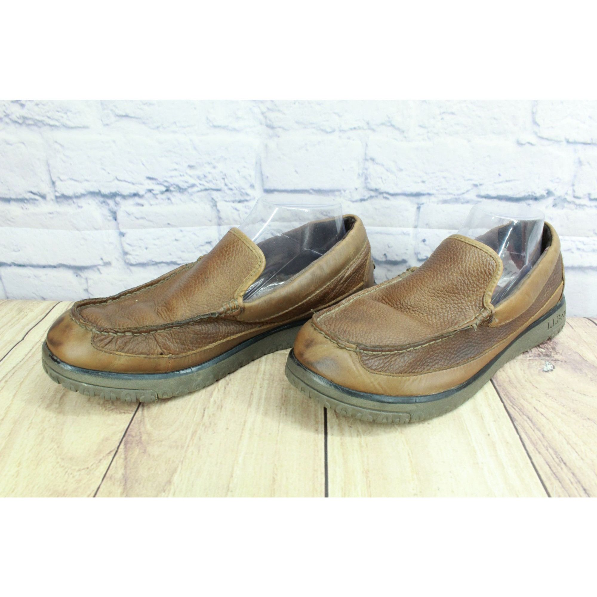 L.L. Bean LL Bean All Week Men's Brown Leather Shearling Moccasins Size US 9 / EU 42 - 3 Thumbnail