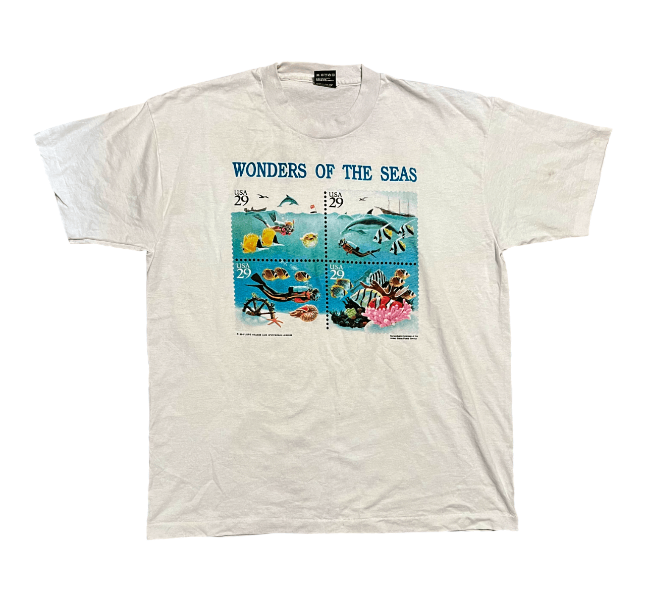 Fruit Of The Loom Wonders of The Seas 1994 Single Stitched Vintage T-Shirt Size US XL / EU 56 / 4 - 1 Thumbnail