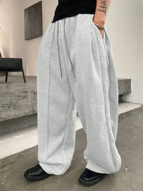 Japanese Brand × Vintage Light Grey loose fit sweatpants baggy Wide Leg Size US 36 / EU 52 - 3 Thumbnail