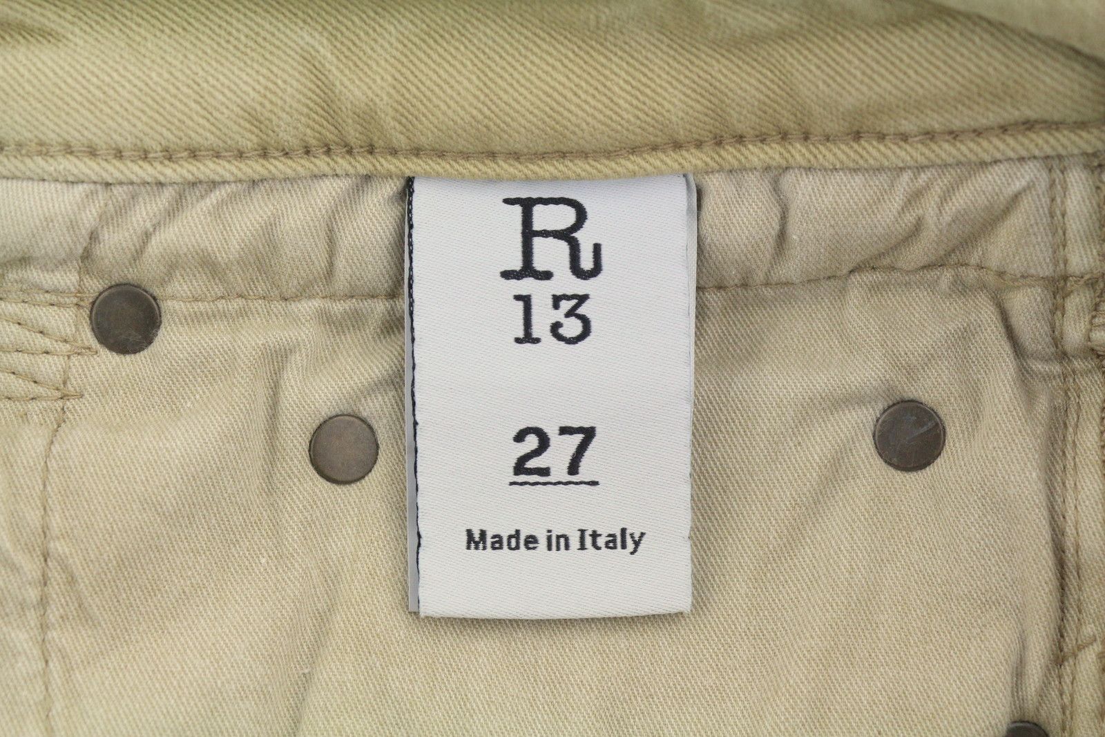 R13 BOY STRAIGHT 27 Khaki Stretch Cropped Jeans 89843 Size 27" / US 4 / IT 40 - 9 Thumbnail